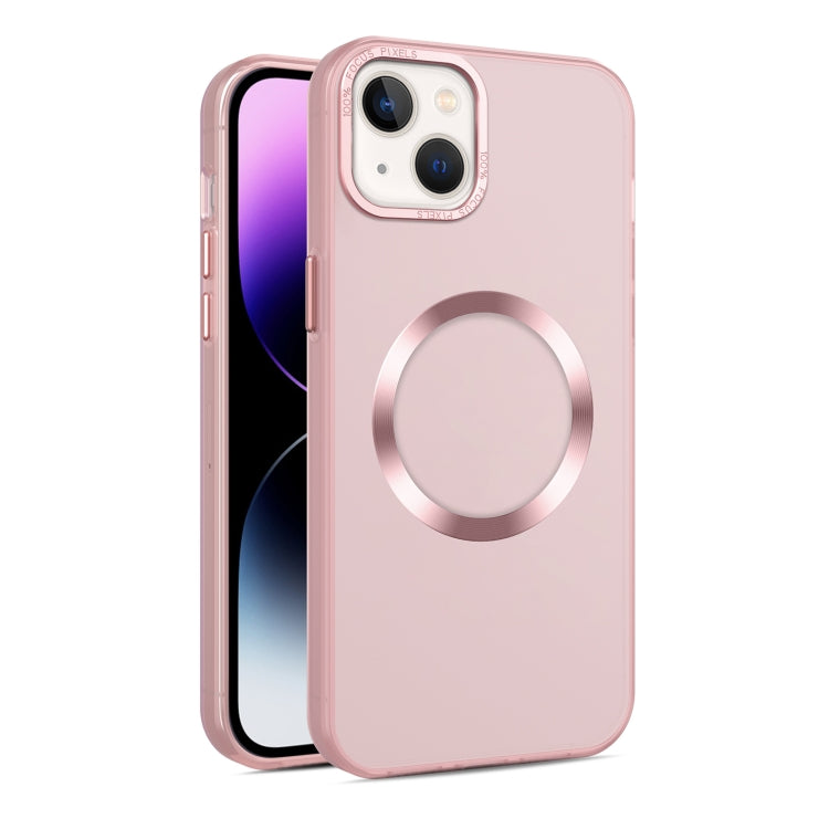 For iPhone 14 Plus CD Texture MagSafe Frosted Translucent Phone Case(Pink) - iPhone 14 Plus Cases by PMC Jewellery | Online Shopping South Africa | PMC Jewellery