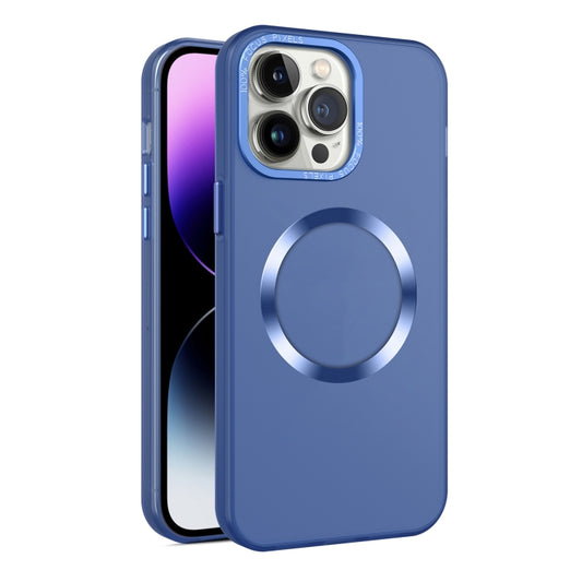 For iPhone 14 Pro CD Texture MagSafe Frosted Translucent Phone Case(Royal Blue) - iPhone 14 Pro Cases by PMC Jewellery | Online Shopping South Africa | PMC Jewellery