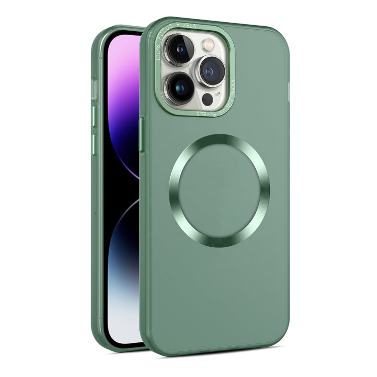 For iPhone 14 Pro CD Texture MagSafe Frosted Translucent Phone Case(Green) - iPhone 14 Pro Cases by PMC Jewellery | Online Shopping South Africa | PMC Jewellery