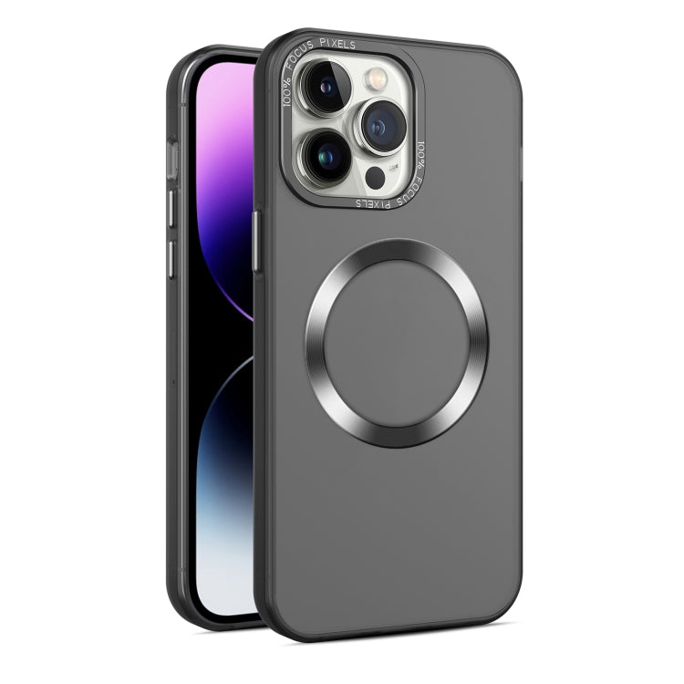 For iPhone 14 Pro Max CD Texture MagSafe Frosted Translucent Phone Case(Black) - iPhone 14 Pro Max Cases by PMC Jewellery | Online Shopping South Africa | PMC Jewellery