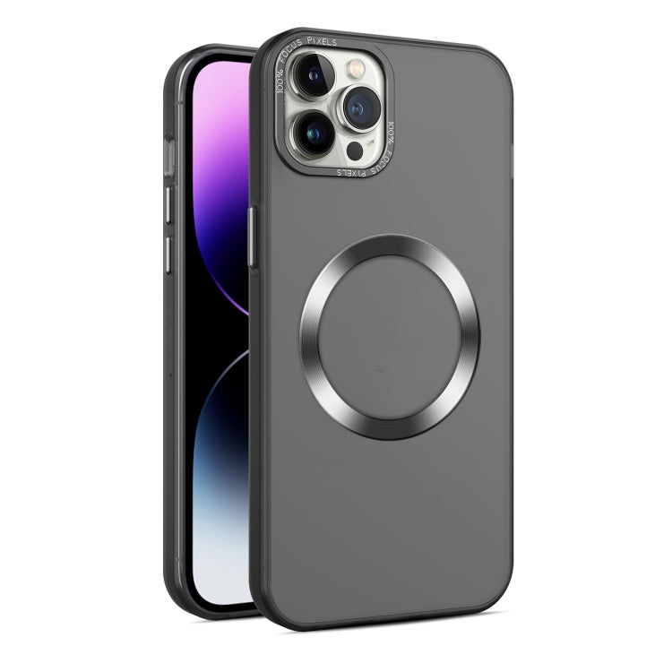 For iPhone 12 Pro Max CD Texture MagSafe Frosted Translucent Phone Case(Black) - iPhone 12 Pro Max Cases by PMC Jewellery | Online Shopping South Africa | PMC Jewellery