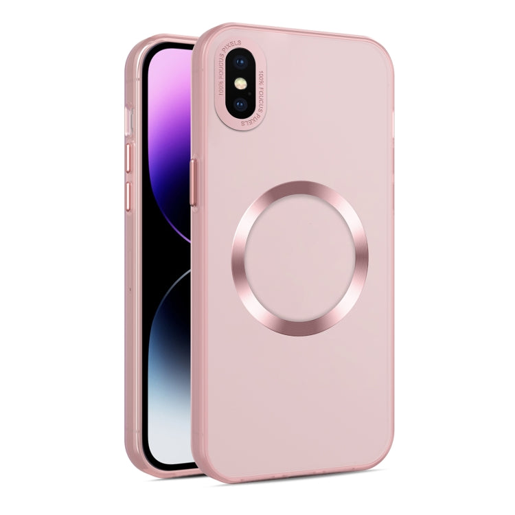 For iPhone XS / X CD Texture MagSafe Frosted Translucent Phone Case(Pink) - More iPhone Cases by PMC Jewellery | Online Shopping South Africa | PMC Jewellery