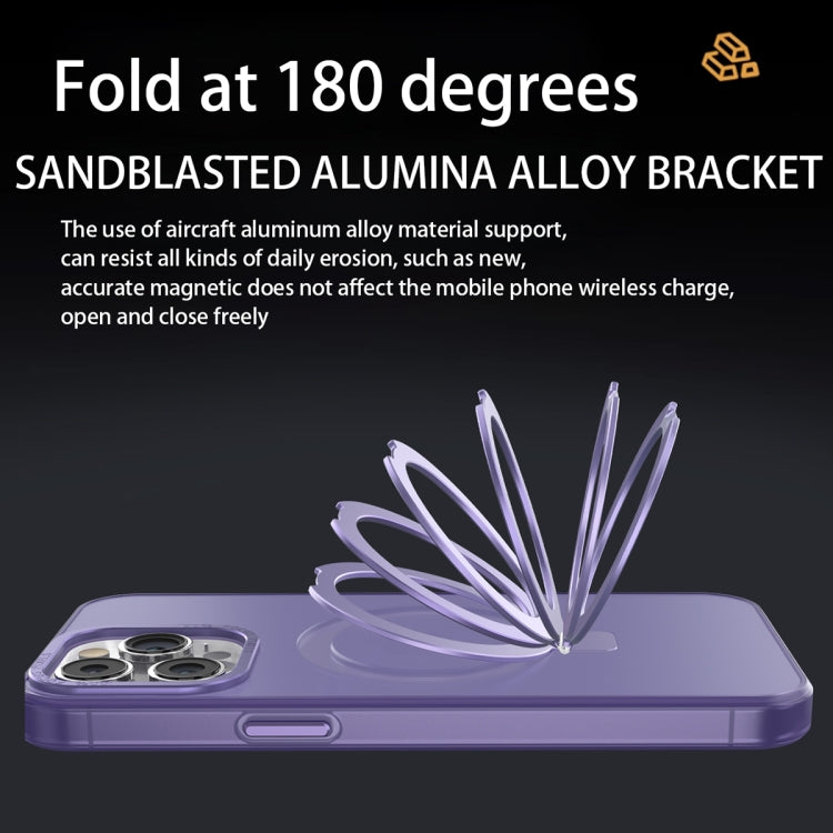 For iPhone 14 Plus MagSafe Metal Holder Frosted Translucent Phone Case(Pink) - iPhone 14 Plus Cases by PMC TechLife | Online Shopping South Africa | PMC TechLife