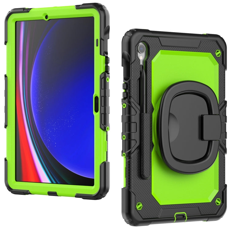 For Samsung Galaxy Tab S9 D Type Silicone Hybrid PC Tablet Case with Handle Holder(Yellow Green PC) - Galaxy Tab S9 Cases by PMC Jewellery | Online Shopping South Africa | PMC Jewellery | Buy Now Pay Later Mobicred