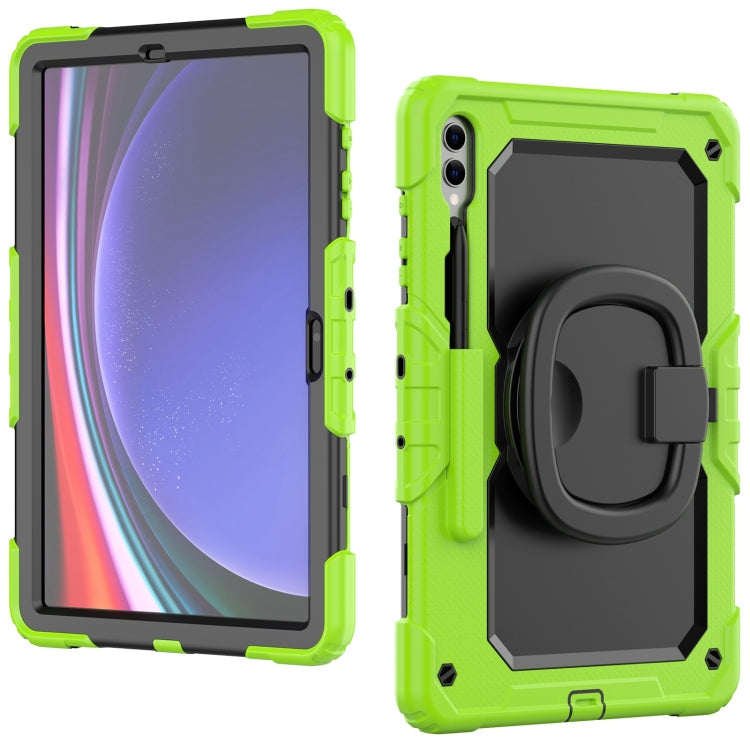 For Samsung Galaxy Tab S9+ / S10+ D Type Silicone Hybrid PC Tablet Case with Handle Holder(Yellow Green) - Galaxy Tab S9+ Cases by PMC Jewellery | Online Shopping South Africa | PMC Jewellery | Buy Now Pay Later Mobicred