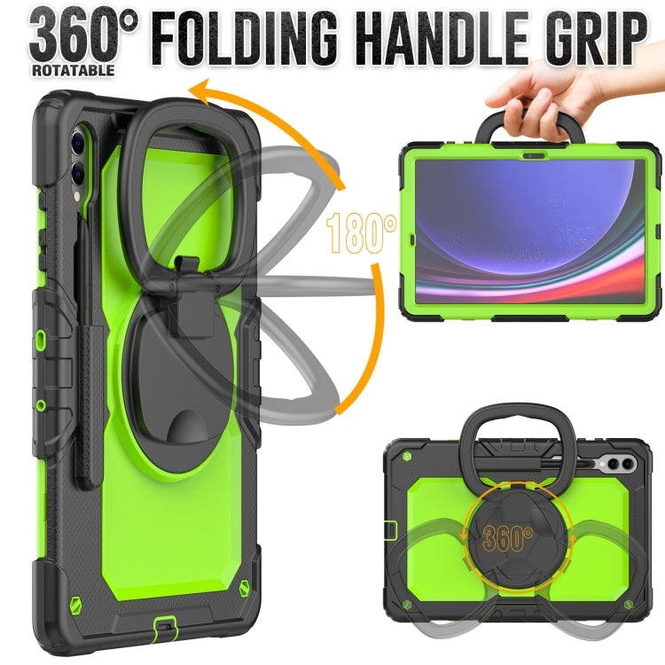 For Samsung Galaxy Tab S9+ / S10+ D Type Silicone Hybrid PC Tablet Case with Handle Holder(Yellow Green PC) - Galaxy Tab S9+ Cases by PMC Jewellery | Online Shopping South Africa | PMC Jewellery | Buy Now Pay Later Mobicred