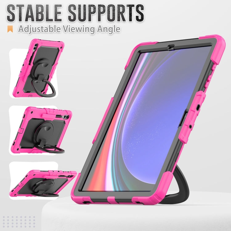 For Samsung Galaxy Tab S9+ / S10+ D Type Silicone Hybrid PC Tablet Case with Handle Holder(Rose Red) - free shipping - PMC Jewellery - Order now!