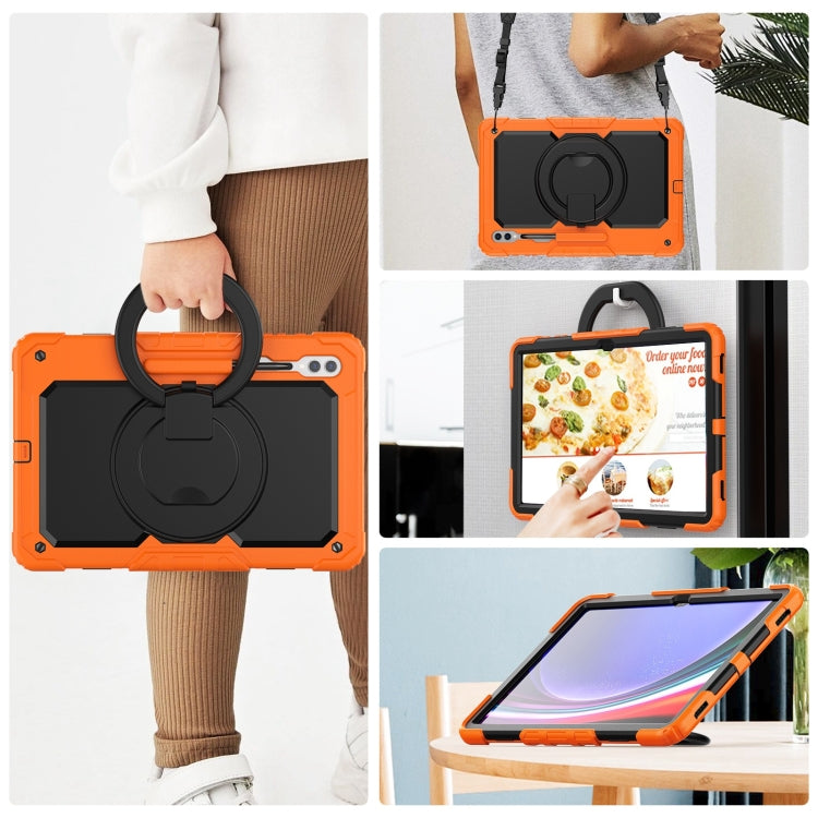 For Samsung Galaxy Tab S10 Ultra D Type Silicone Hybrid PC Tablet Case with Handle Holder(Orange) - Galaxy Tab S9 Ultra Cases by PMC Jewellery | Online Shopping South Africa | PMC Jewellery | Buy Now Pay Later Mobicred