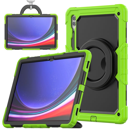 For Samsung Galaxy Tab S10 Ultra D Type Silicone Hybrid PC Tablet Case with Handle Holder(Yellow Green) - Galaxy Tab S9 Ultra Cases by PMC Jewellery | Online Shopping South Africa | PMC Jewellery | Buy Now Pay Later Mobicred