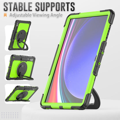 For Samsung Galaxy Tab S10 Ultra D Type Silicone Hybrid PC Tablet Case with Handle Holder(Yellow Green PC) - Galaxy Tab S9 Ultra Cases by PMC Jewellery | Online Shopping South Africa | PMC Jewellery | Buy Now Pay Later Mobicred