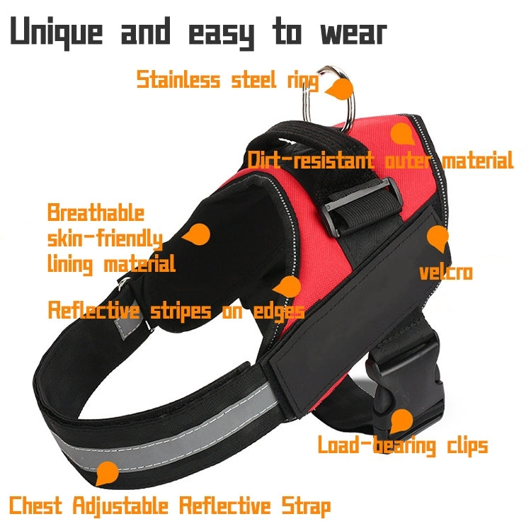 Pet Dog Anti Sprint Oxford Cloth K9 Chest Strap Traction Rope Strap, Size:XXL for 40-70kg(Black) - Leashes & Chest Strap by PMC TechLife | Online Shopping South Africa | PMC TechLife