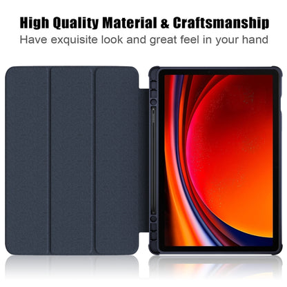 For Samsung Galaxy Tab S9 Acrylic 3-folding Smart Leather Tablet Case(Dark Blue) - Galaxy Tab S9 Cases by PMC Jewellery | Online Shopping South Africa | PMC Jewellery | Buy Now Pay Later Mobicred