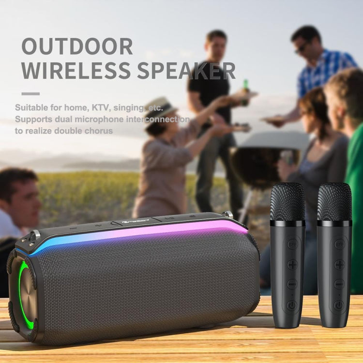 New RiXing NR8809 20W Outdoor Portable TWS Smart Wireless Bluetooth Speaker, Style:Single Mic(Black) - free shipping - PMC Jewellery - Order now!
