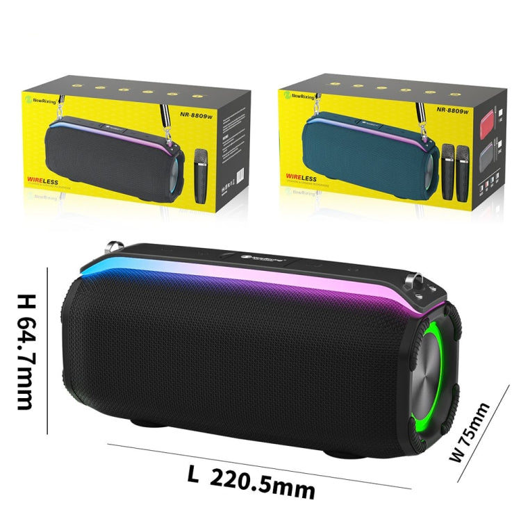 New RiXing NR8809 20W Outdoor Portable TWS Smart Wireless Bluetooth Speaker, Style:Dual Mic(Black) - Desktop Speaker by NewRixing | Online Shopping South Africa | PMC Jewellery | Buy Now Pay Later Mobicred