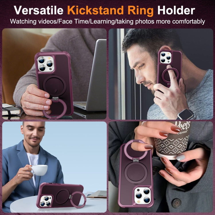 For iPhone 14 Pro MagSafe Magnetic Holder Phone Case(Wine Red) - iPhone 14 Pro Cases by PMC Jewellery | Online Shopping South Africa | PMC Jewellery