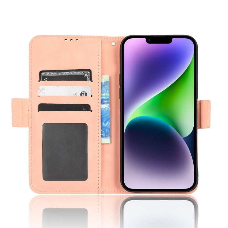 For iPhone 16 Skin Feel Calf Texture Card Slots Leather Phone Case(Pink) - iPhone 16 Cases by PMC Jewellery | Online Shopping South Africa | PMC Jewellery | Buy Now Pay Later Mobicred