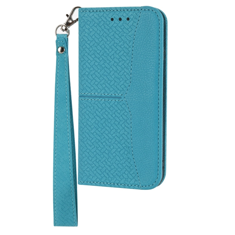For iPhone SE 2024 Woven Texture Stitching Magnetic Leather Phone Case(Blue) - More iPhone Cases by PMC Jewellery | Online Shopping South Africa | PMC Jewellery | Buy Now Pay Later Mobicred