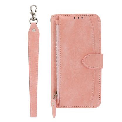 For iPhone 16 Pro Max Oil Skin Zipper Wallet Leather Phone Case(Pink) - iPhone 16 Pro Max Cases by PMC Jewellery | Online Shopping South Africa | PMC Jewellery | Buy Now Pay Later Mobicred