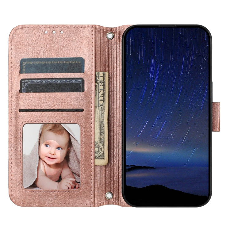 For iPhone 16 Oil Skin Zipper Wallet Leather Phone Case(Rose Gold) - iPhone 16 Cases by PMC Jewellery | Online Shopping South Africa | PMC Jewellery | Buy Now Pay Later Mobicred