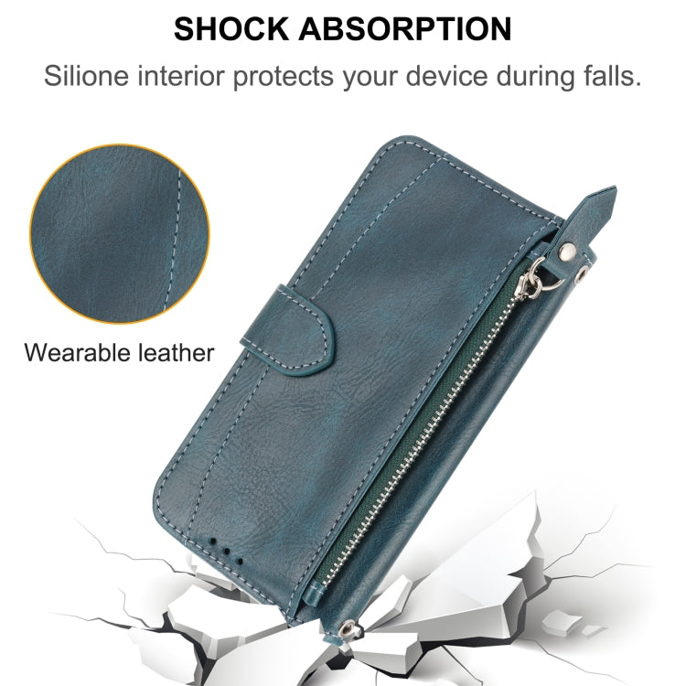 For iPhone SE 2024 Oil Skin Zipper Wallet Leather Phone Case(Blue) - More iPhone Cases by PMC Jewellery | Online Shopping South Africa | PMC Jewellery | Buy Now Pay Later Mobicred