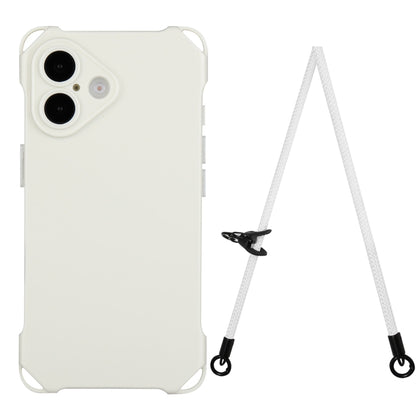 For iPhone 16 Plus Four-corner Shockproof TPU Phone Case with Lanyard(White) - iPhone 16 Plus Cases by PMC Jewellery | Online Shopping South Africa | PMC Jewellery | Buy Now Pay Later Mobicred