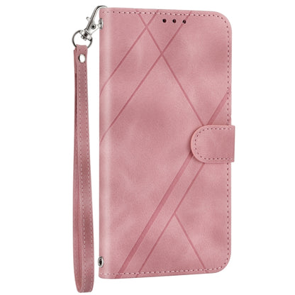 For iPhone 16 Pro Embossed Line Leather Phone Case with Lanyard(Pink) - iPhone 16 Pro Cases by PMC Jewellery | Online Shopping South Africa | PMC Jewellery | Buy Now Pay Later Mobicred