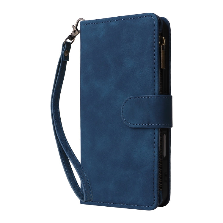 For iPhone 16 Plus Crossbody Multi-card Slot Wallet Zipper Leather Phone Case(Dark Blue) - iPhone 16 Plus Cases by PMC Jewellery | Online Shopping South Africa | PMC Jewellery | Buy Now Pay Later Mobicred