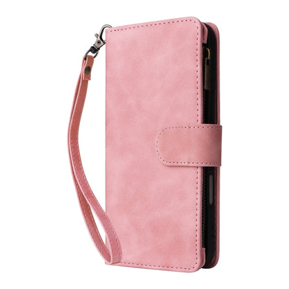 For iPhone 16 Plus Crossbody Multi-card Slot Wallet Zipper Leather Phone Case(Pink) - iPhone 16 Plus Cases by PMC Jewellery | Online Shopping South Africa | PMC Jewellery | Buy Now Pay Later Mobicred