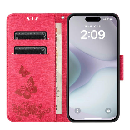 For iPhone 16 Plus Butterfly Embossed Flip Leather Phone Case(Red) - iPhone 16 Plus Cases by PMC Jewellery | Online Shopping South Africa | PMC Jewellery | Buy Now Pay Later Mobicred