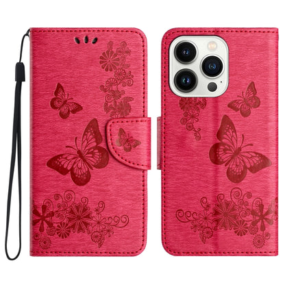 For iPhone 16 Pro Butterfly Embossed Flip Leather Phone Case(Red) - iPhone 16 Pro Cases by PMC Jewellery | Online Shopping South Africa | PMC Jewellery | Buy Now Pay Later Mobicred