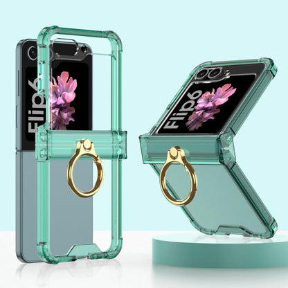 For Samsung Galaxy Z Flip6 Gkk Airbag Hinge Silicone Phone Case with Ring Holder(Transparent Green) - Galaxy Z Flip6 5G Cases by GKK | Online Shopping South Africa | PMC Jewellery | Buy Now Pay Later Mobicred