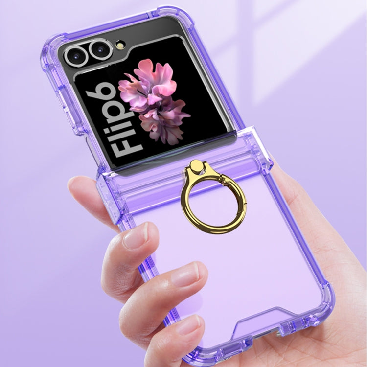 For Samsung Galaxy Z Flip6 / Flip7 FE Gkk Airbag Hinge Silicone Phone Case with Ring Holder & Tempered Film(Transparent Black) - free shipping - PMC Jewellery - Order now!