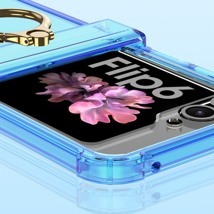 For Samsung Galaxy Z Flip6 / Flip7 FE Gkk Airbag Hinge Silicone Phone Case with Ring Holder & Tempered Film(Transparent Black) - free shipping - PMC Jewellery - Order now!