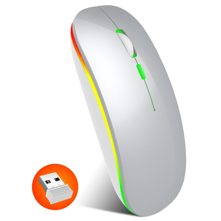HXSJ M40 2.4GHZ 800,1200,1600dpi Third Gear Adjustment Colorful Wireless Mouse USB Rechargeable(Silver) - free shipping - PMC TechLife - Order now!