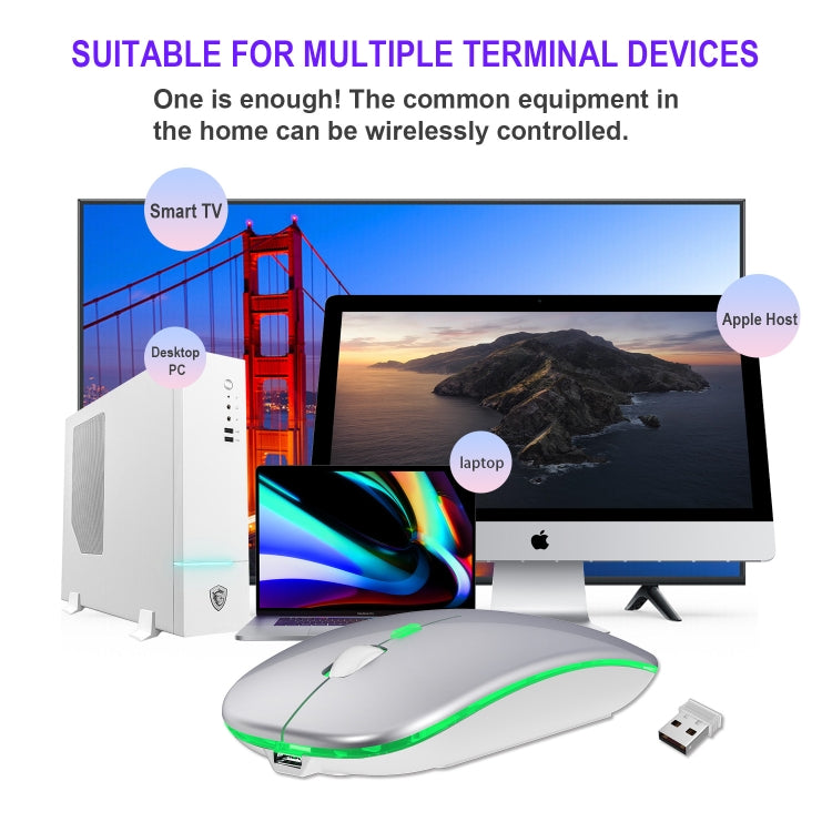 HXSJ M40 2.4GHZ 800,1200,1600dpi Third Gear Adjustment Colorful Wireless Mouse USB Rechargeable(Silver) - free shipping - PMC TechLife - Order now!