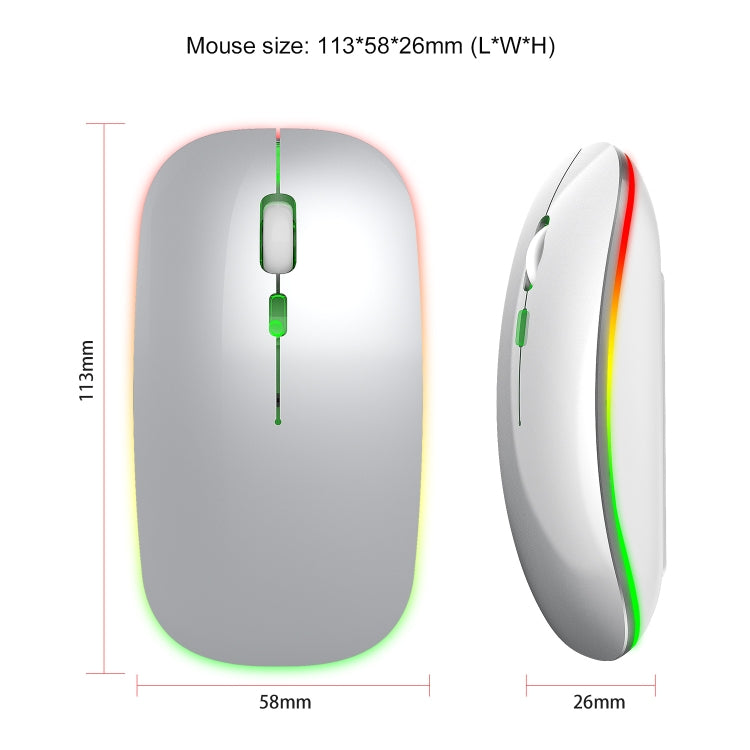 HXSJ M40 2.4GHZ 800,1200,1600dpi Third Gear Adjustment Colorful Wireless Mouse USB Rechargeable(Silver) - free shipping - PMC TechLife - Order now!