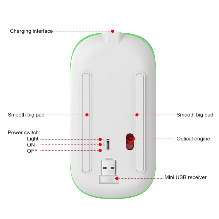 HXSJ M40 2.4GHZ 800,1200,1600dpi Third Gear Adjustment Colorful Wireless Mouse USB Rechargeable(Silver) - free shipping - PMC TechLife - Order now!