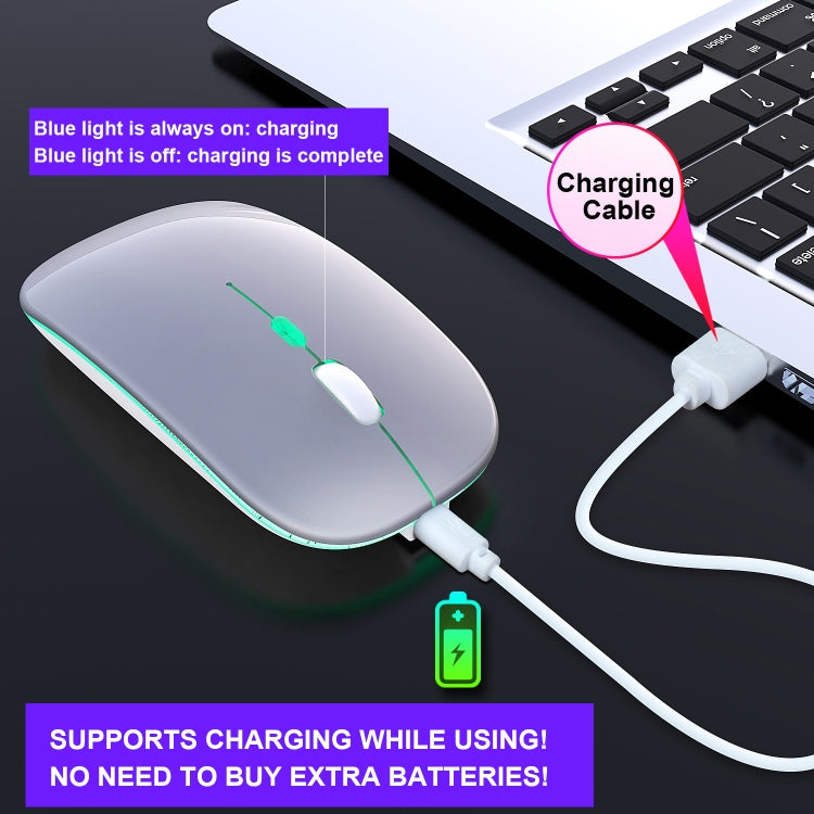 HXSJ M40 2.4GHZ 800,1200,1600dpi Third Gear Adjustment Colorful Wireless Mouse USB Rechargeable(Silver) - free shipping - PMC TechLife - Order now!