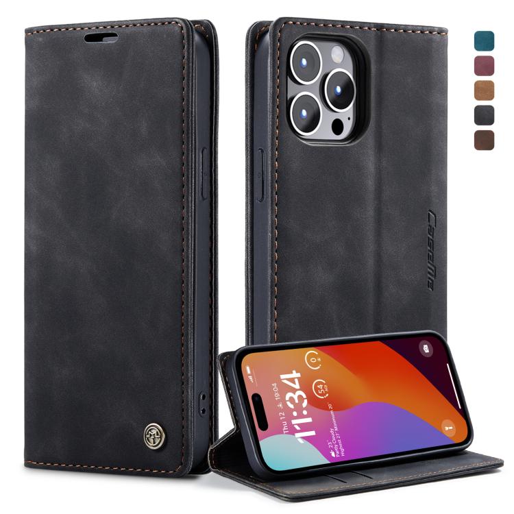 For iPhone 15 Pro CaseMe 013 Multifunctional Horizontal Flip Leather Phone Case(Black) - free shipping - PMC Jewellery - Order now!