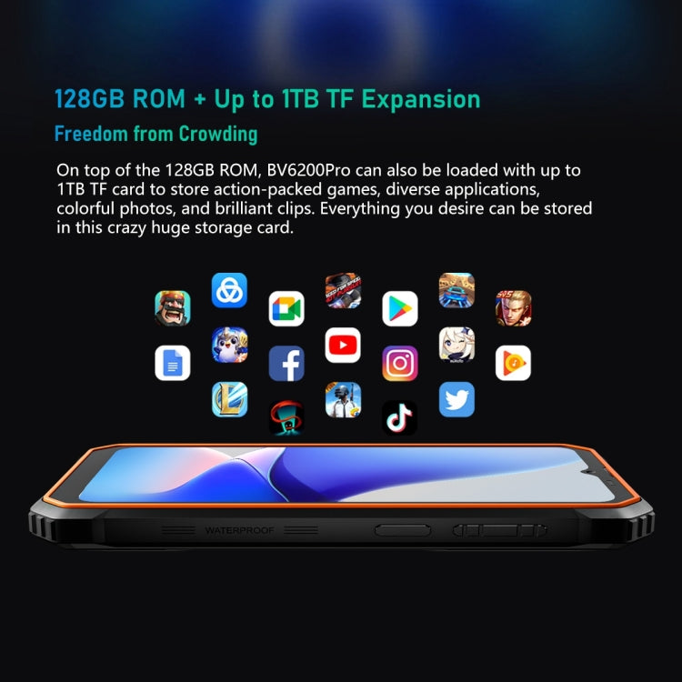 Blackview BV6200 Pro, 6GB+128GB, IP68/IP69K/MIL-STD-810H, 6.56 inch Android 13 MediaTek Helio P35 Octa Core, Network: 4G, OTG(Orange) - free shipping - PMC TechLife - Order now!