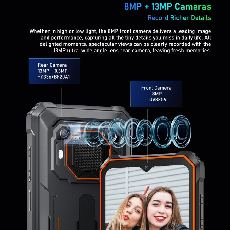 Blackview BV6200 Pro, 6GB+128GB, IP68/IP69K/MIL-STD-810H, 6.56 inch Android 13 MediaTek Helio P35 Octa Core, Network: 4G, OTG(Orange) - free shipping - PMC TechLife - Order now!