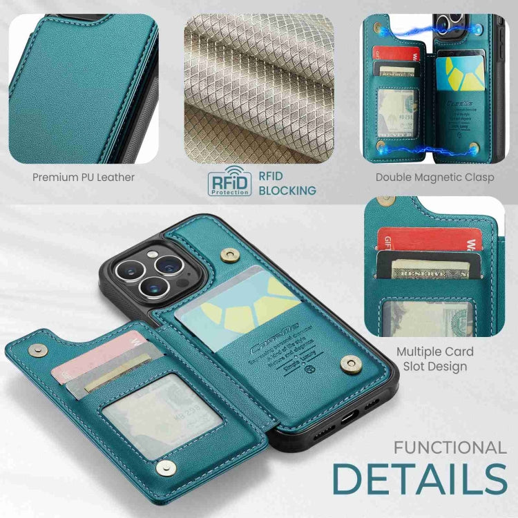 For iPhone 15 Pro Max CaseMe C22 Card Slots Holder RFID Anti-theft Phone Case(Blue Green) - free shipping - PMC Jewellery - Order now!