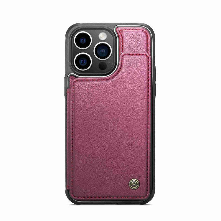 For iPhone 15 Pro Max CaseMe C22 Card Slots Holder RFID Anti-theft Phone Case(Wine Red) - free shipping - PMC Jewellery - Order now!