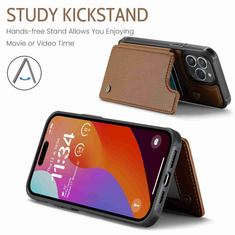 For iPhone 15 Pro Max CaseMe C22 Card Slots Holder RFID Anti-theft Phone Case(Brown) - free shipping - PMC Jewellery - Order now!