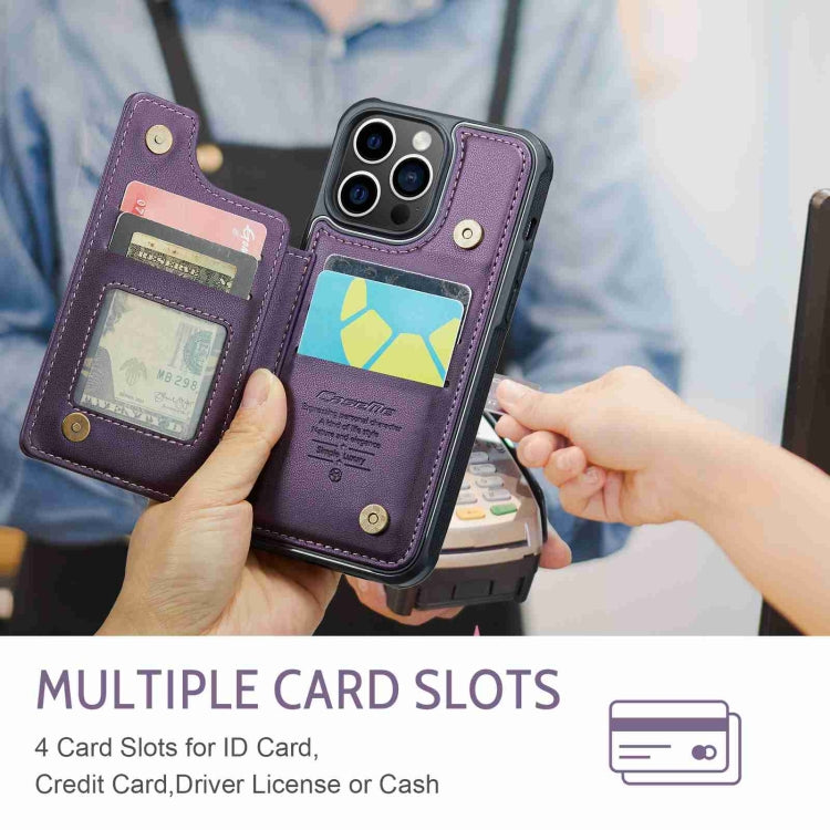 For iPhone 15 Pro Max CaseMe C22 Card Slots Holder RFID Anti-theft Phone Case(Purple) - free shipping - PMC Jewellery - Order now!