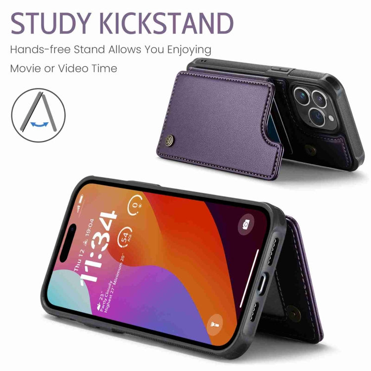 For iPhone 15 Pro CaseMe C22 Card Slots Holder RFID Anti-theft Phone Case(Purple) - free shipping - PMC Jewellery - Order now!