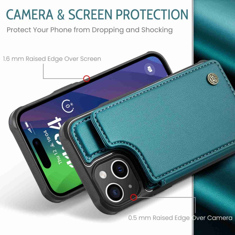 For iPhone 15 Plus CaseMe C22 Card Slots Holder RFID Anti-theft Phone Case(Blue Green) - iPhone 15 Plus Cases by CaseMe | Online Shopping South Africa | PMC Jewellery | Buy Now Pay Later Mobicred