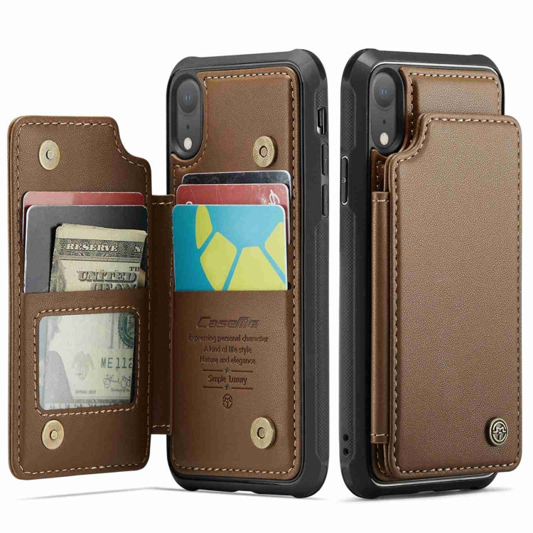 For iPhone XR CaseMe C22 Card Slots Holder RFID Anti-theft Phone Case(Brown) - More iPhone Cases by CaseMe | Online Shopping South Africa | PMC Jewellery | Buy Now Pay Later Mobicred