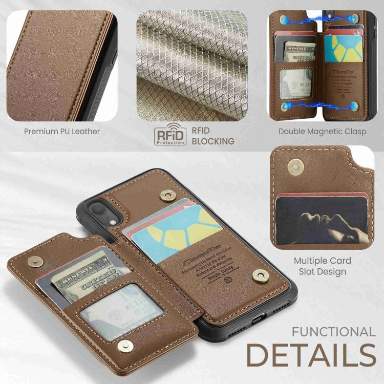 For iPhone XR CaseMe C22 Card Slots Holder RFID Anti-theft Phone Case(Brown) - More iPhone Cases by CaseMe | Online Shopping South Africa | PMC Jewellery | Buy Now Pay Later Mobicred