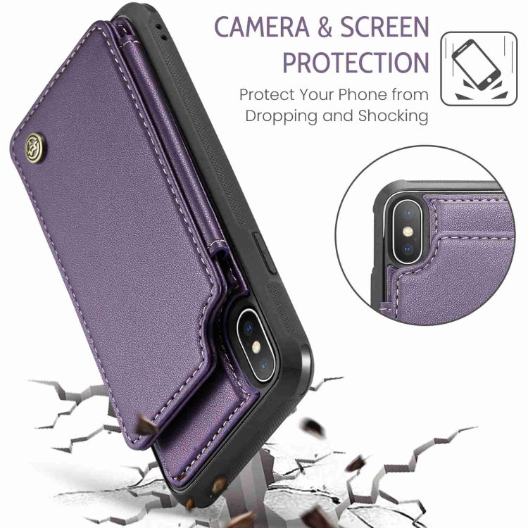 For iPhone XS Max CaseMe C22 Card Slots Holder RFID Anti-theft Phone Case(Purple) - free shipping - PMC Jewellery - Order now!